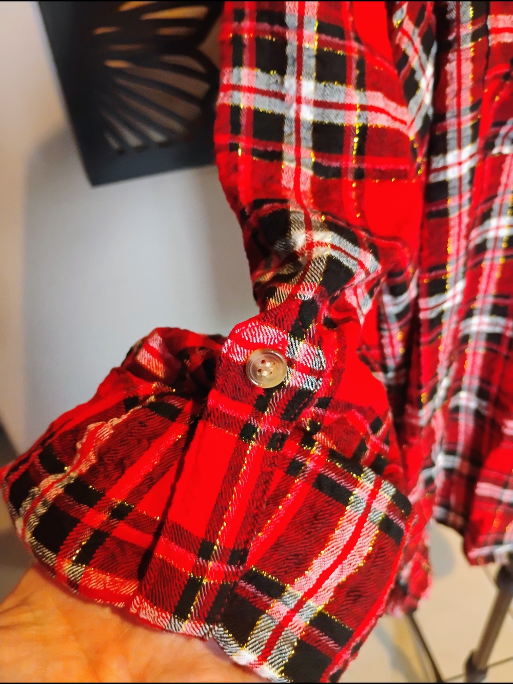 intro. Size 3X Red & Black Plaid Button-Up Shirt With Roll Tab Sleeves. NWT - Picture 4 of 11